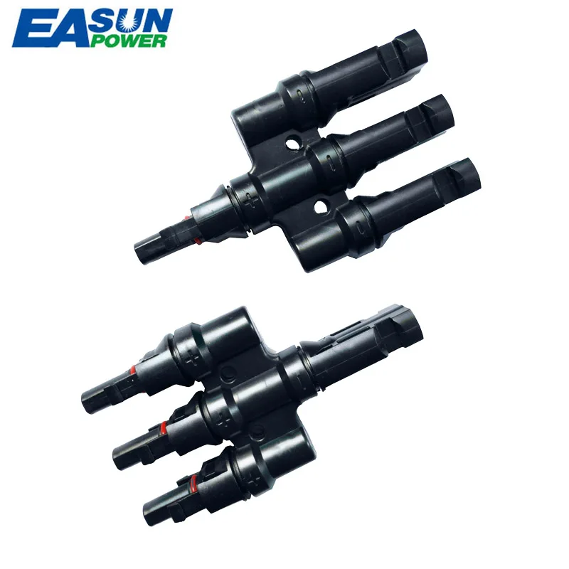 

EASUN POWER MC4 Connector 1 pair MC4 3T Branch Connectors M/FM Solar Panel Cable Coupler Combiner MC4 Panel Cable Connectors