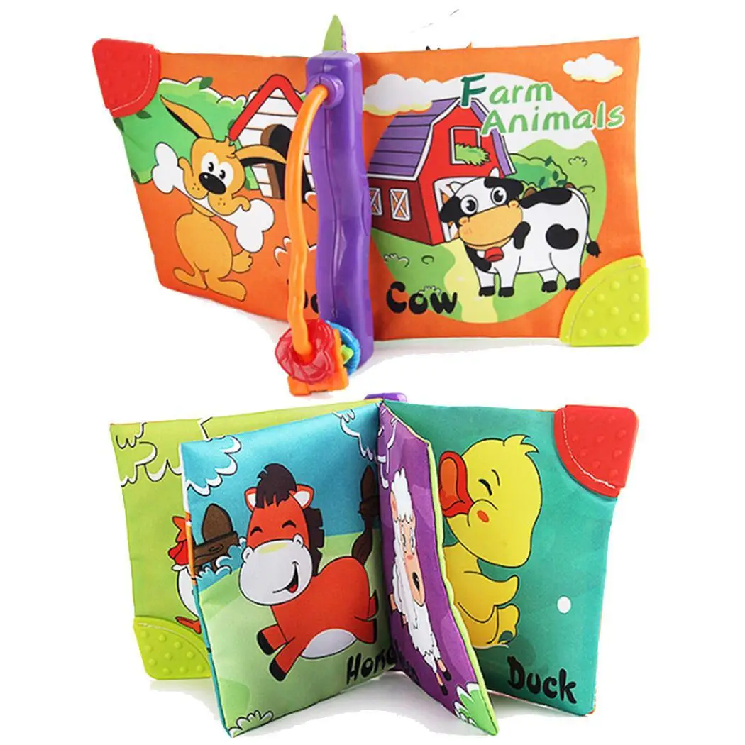 

Baby Cartoon Soft Cloth Book child Intelligence Development Infant Early Learning Educational Stroller Rattle kids Enlighten toy
