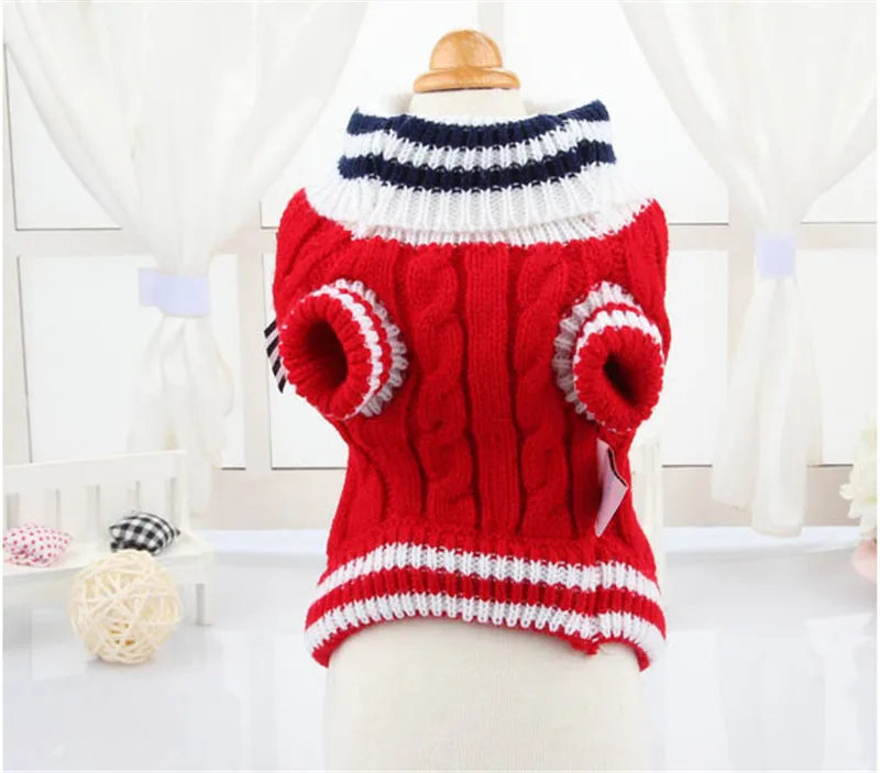 Navy Blue Red Pet Dog Clothes Warm Sweater Puppy Coat Winter Outfit For Small Pet Dog Chihuahua Teddy Clothes Dog Sweater Coat  17