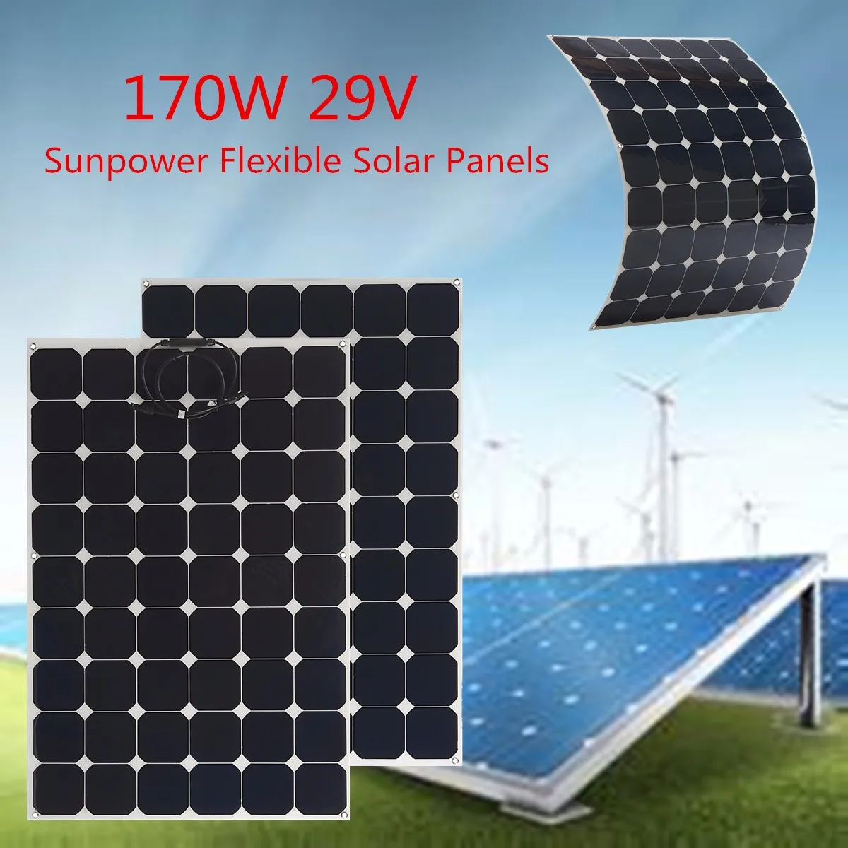 

KINCO 170W 29V Semi Flexible Solar Panel Monocrystalline Silicon Sunpower Solar Cell DIY Power System For Car Battery Charger
