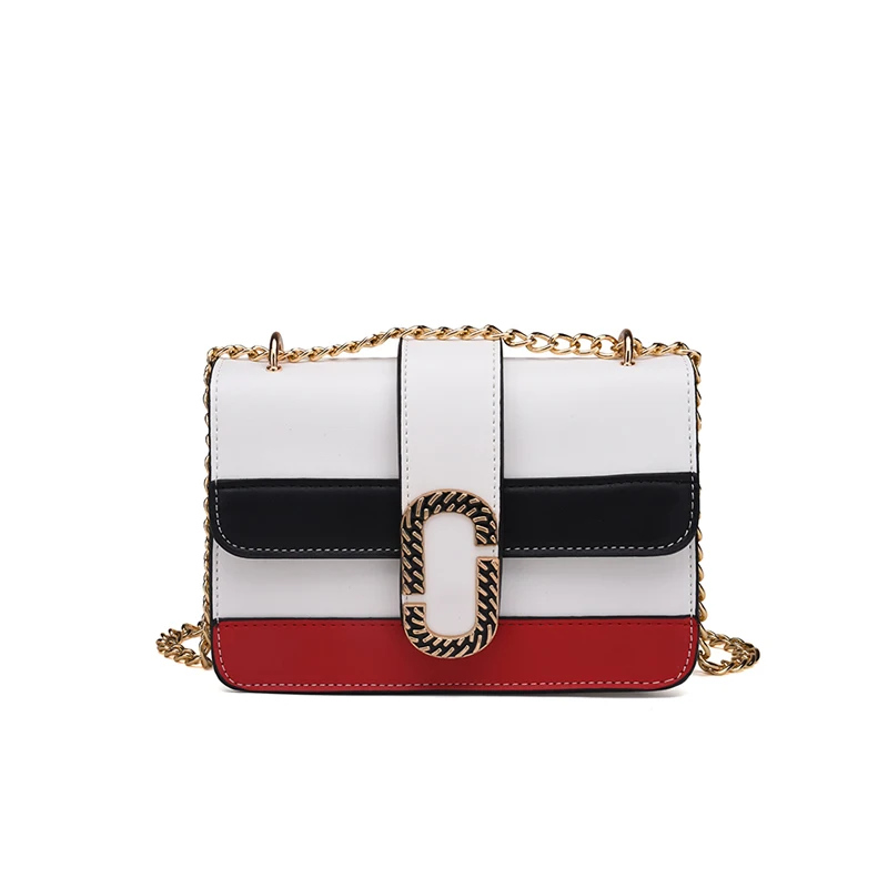 

KYYSLO Retro Splicing Contrast Chain Paper Clip Lock Womens Bag European And American Fashion Womens Shoulder Crossbody Bags
