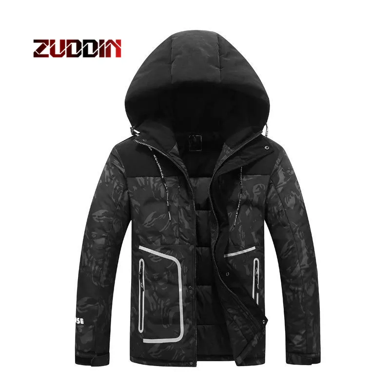 

Dropshipping 2018 New men's camouflage cotton reflective hooded men's cotton clothing sports outdoor jacket male XL custom M-8X