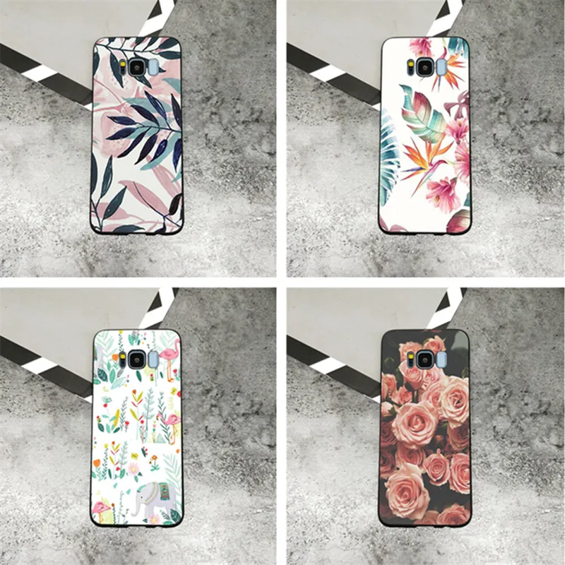 Fashion Art Leaf Phone Case for Samsung Galaxy S5 S6 S6edge S7 S8 S8 Plus Soft Silicone Phone Case for Samsung Galaxy S9