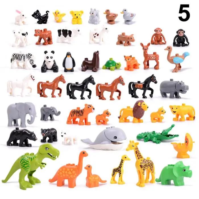 Детские модели животных, набор строительных блоков, совместимые игрушки-головоломки для раннего образования