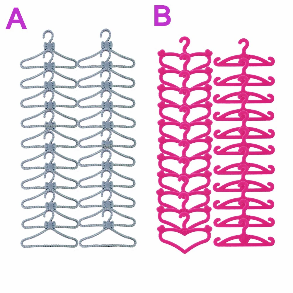 10 шт./партия, Милая Мини-пластиковая вешалка, смешанные пластиковые крючки, Одежда для кукол Барби, аксессуары, платье, ролевые игры, дом для девочек