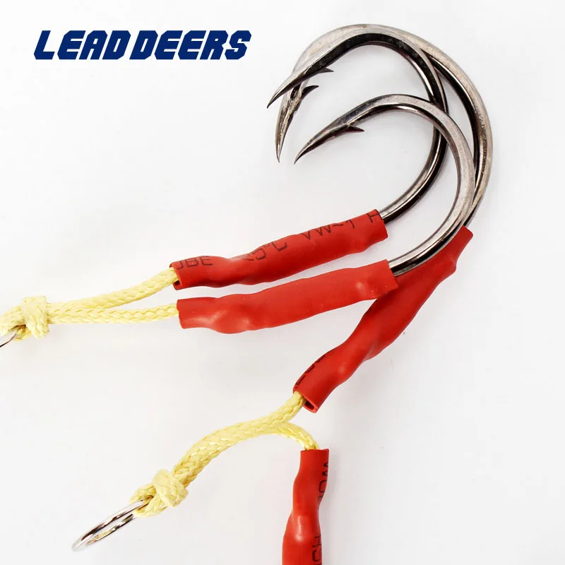 

4/0 6/0 8/0 Rigged High Stainless Steel Tandem Double Hooks for Slow Pitch Jigging Lures Assist Hooks Fishing Seawater Boat