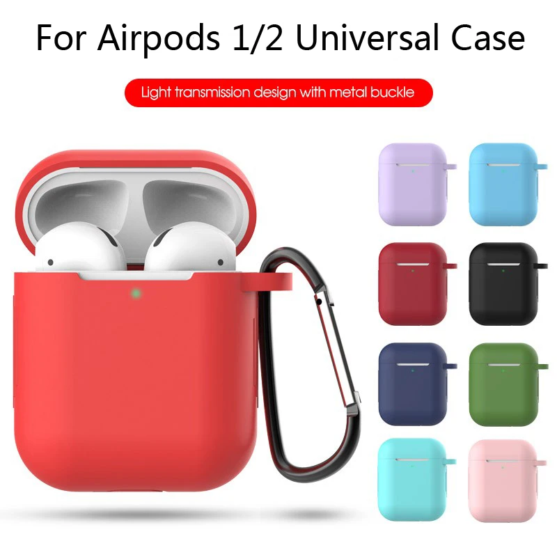 

1PCS Silicone Bluetooth Wireless Earphone Case Protective Cover Skin Accessories for Apple Airpods 1/2 Charging Box with Hooks