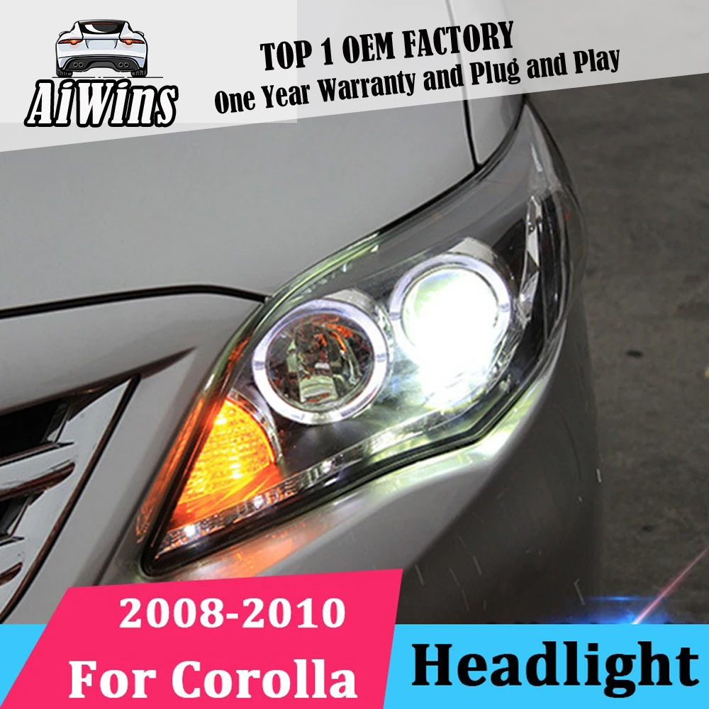 Aiwins для toyota corolla фары Corolla 2008-2010 Светодиодный прожектор DRL ангельские глазки H7 bi xenon