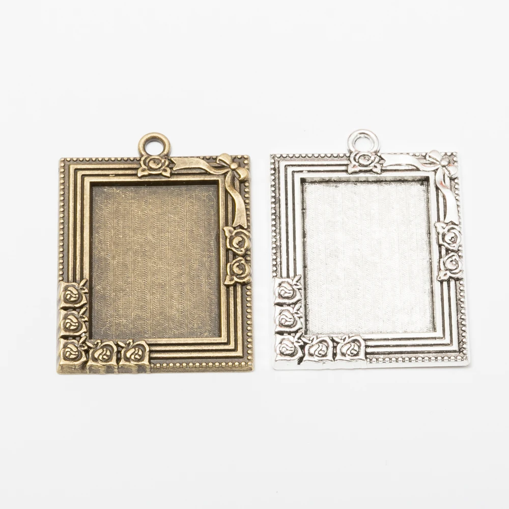 6pcs Vintage zinc alloy rectangle frames pendant charms for jewelry