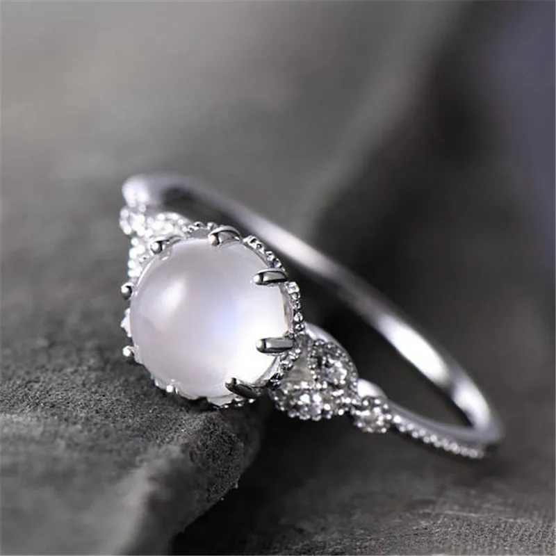 Классические кольца в готическом стиле 925 с лунным камнем для женщин, обручальное кольцо с кристаллами из смолы, Роскошные Ювелирные Изделия Bague Femme Anillos Mujer O5S094