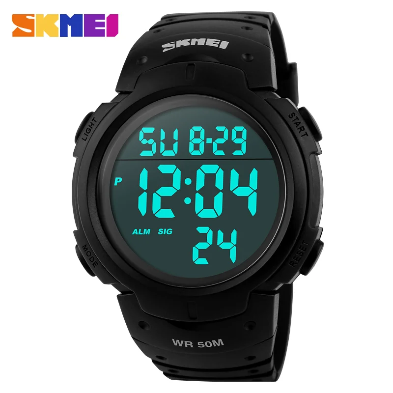  Brand SKMEI 1068 Women/Men's Digital Relogio Masculino Stopwatch Outer Door 5ATM Waterproof Sports Digital Watches