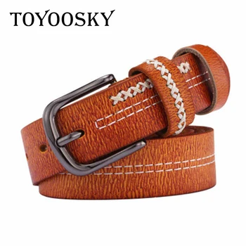 

TOYOOSKY Genuine Leather Women Belts Brown Fashion Vintage Retro Fashion Belts for Women Jeans Designer Belts Women High Quality