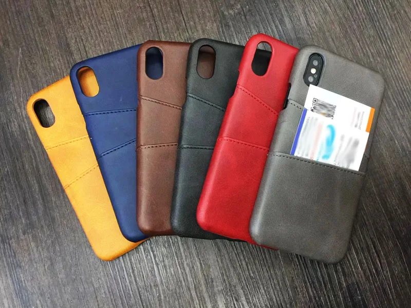 For iPhone X XS Max XR Credit Card Case Vintage PU Leather Wallet Case for iPhone 7 8 6 6S Plus Card Slots Hard Cover Fundas
