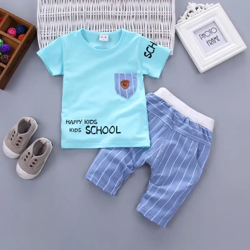 BibiCola summer baby boys clothing sets kids tops shirt+shorts pants