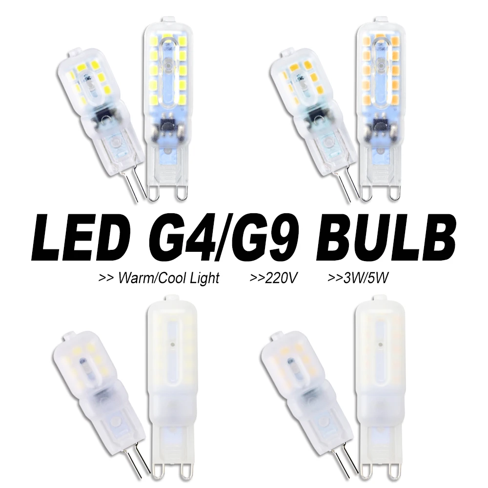 

LED Light Dimmable G9 LED Bulb 3W Ampoule G4 LED 220V Lamp 5W Corn Bulb 2835 Spotlight Chandelier Lighting Replace Halogen Lamp