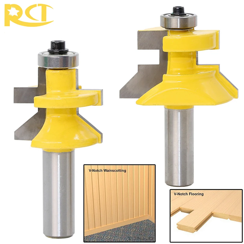 RCT 2pcs Bearings Lock Miter Router Bit Milling Cutters Carbide Wood Cutter For Plywood