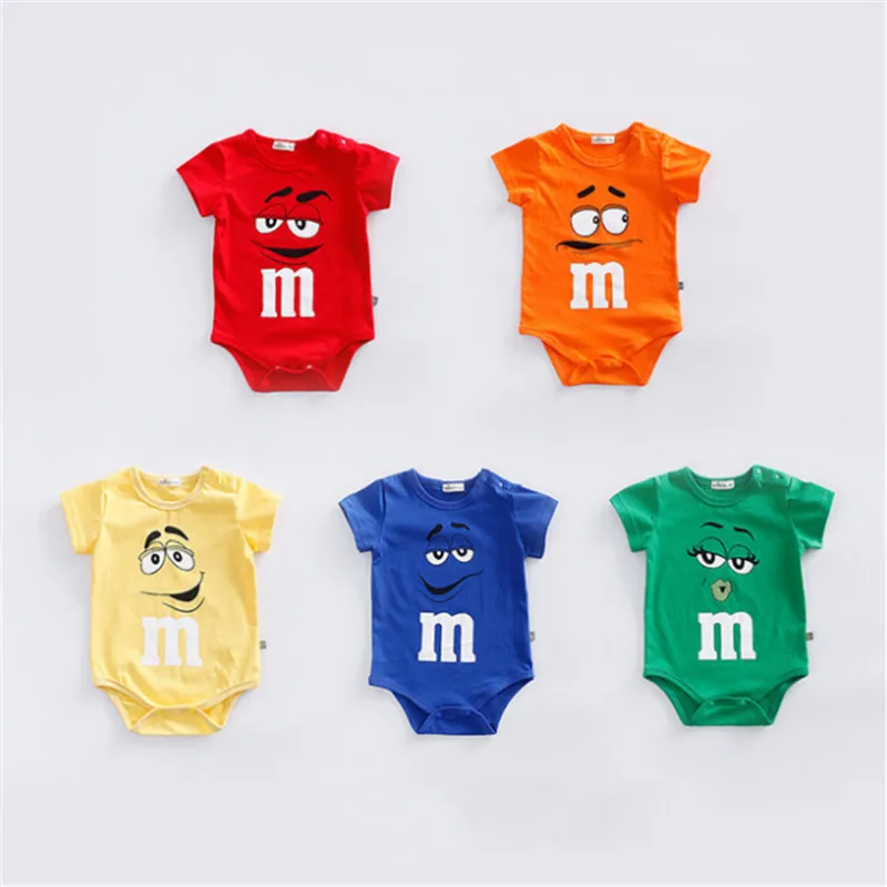 

2019 Newborn baby cotton rompers Summer short sleeve soft infant baby clothes bebe roupas M chocolates candy jumpsuits costume