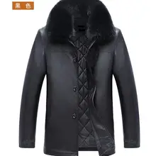 M-4XL Горячая Весна мужской новая мода среднего возраста лиса Воротники кожаная куртка пальто с лацканами