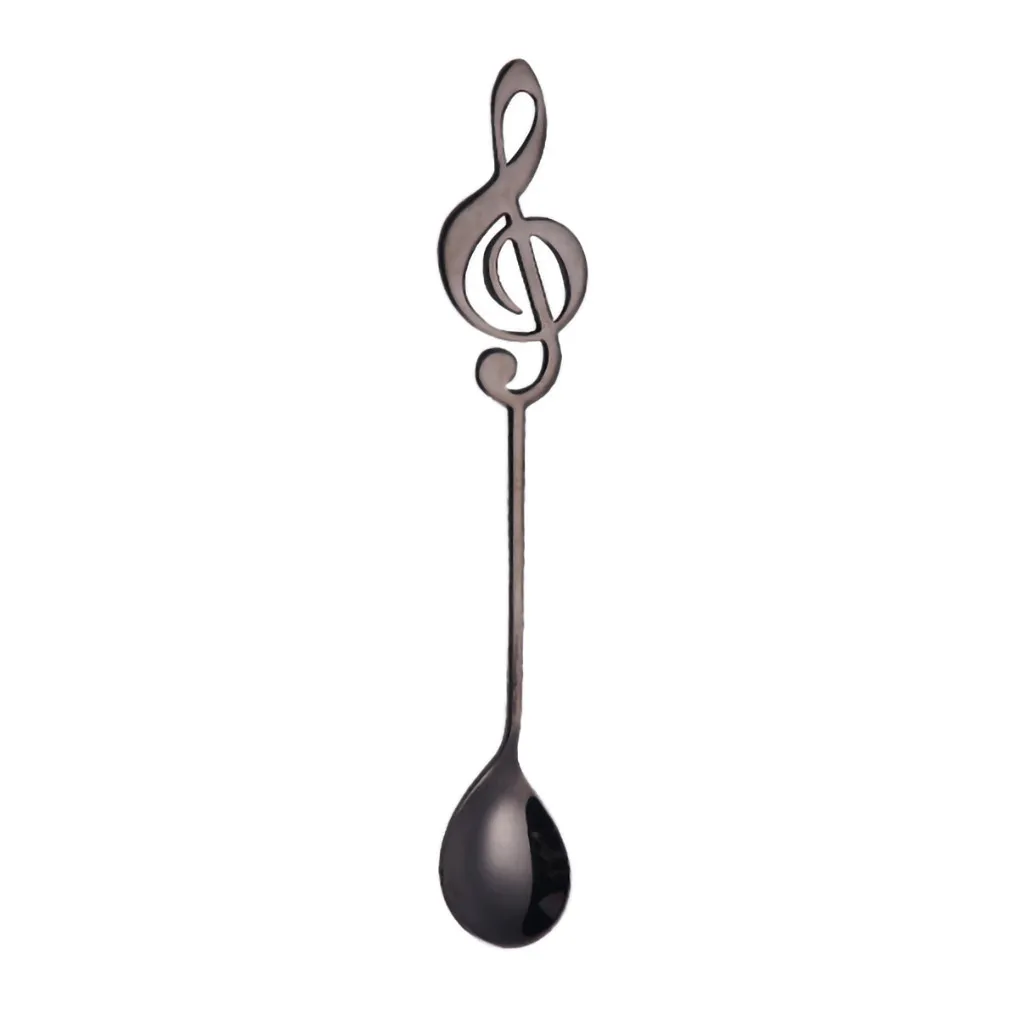 Multifunctional Coffee Spoon Colorful Musical Note Pattern Handle Spoons Flatware Ice Cream Drinking Tools Kitchen Gadgets