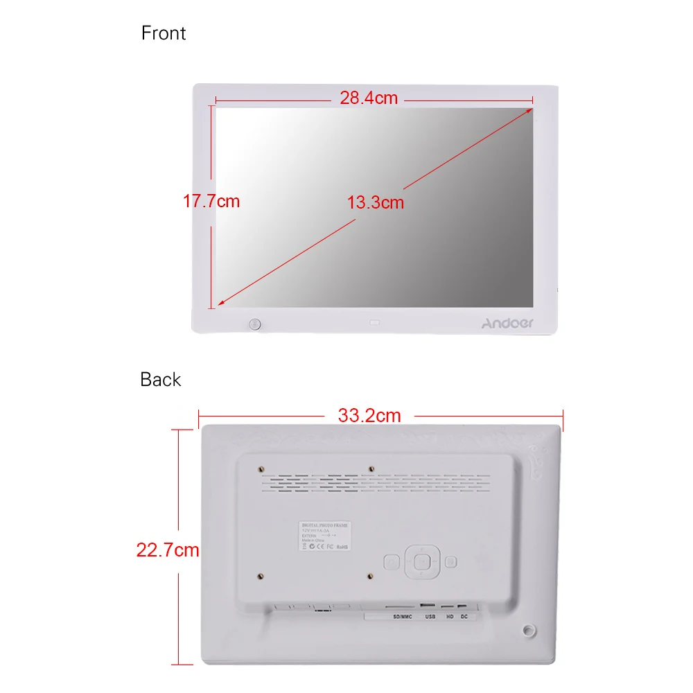 Andoer 13,3 дюймов HD Цифровая фоторамка электронная фоторамка 1080 P музыкальный видеоплеер с датчиком движения прокрутки Subtitle