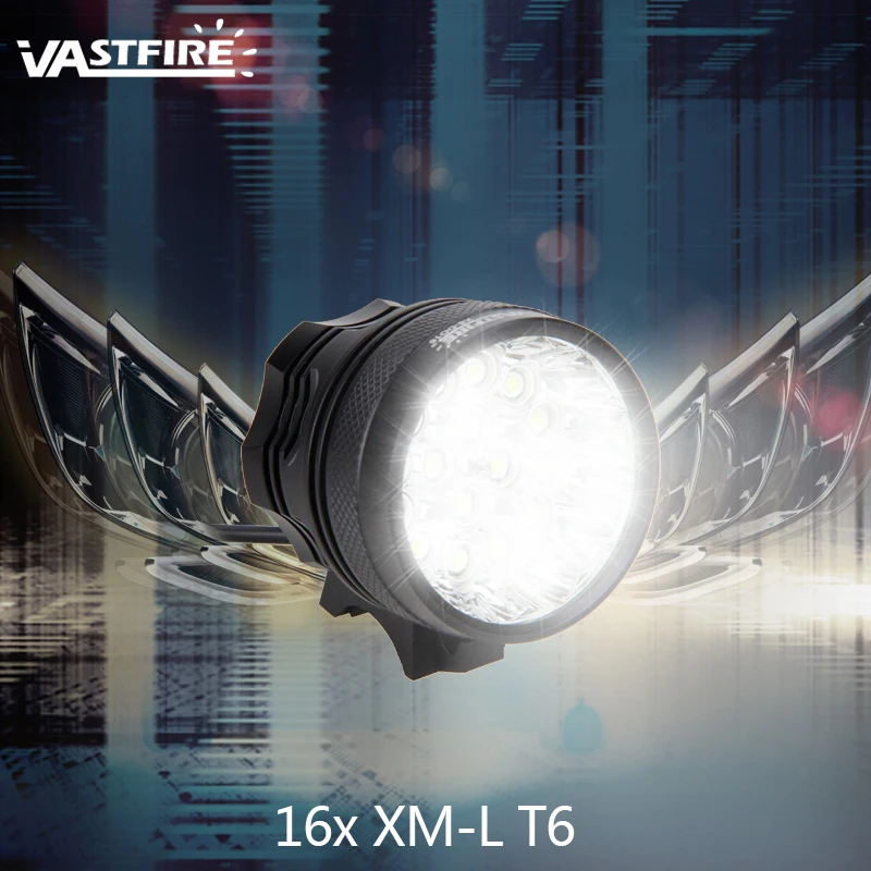 

Waterproof 2000lm Headlight 16xXM-L T6 Bright Lamp 3 Switch Modes 2 in 1 Headlamp Torch with Battery Set