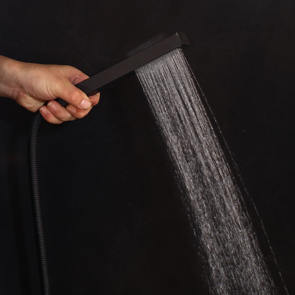 Günstig KEMAIDI Schwarz Messing LED Dusche Kopf Digital Display Mischbatterien Bad Dusche Wasserhahn 3 Funktionen Digital Dusche Armaturen Set