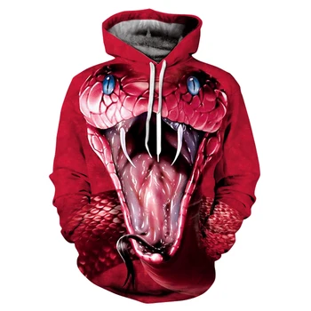 

Men's/women's new 3D hoodie hoodie unisex red horror snake hoodie fashion brand hoodie
