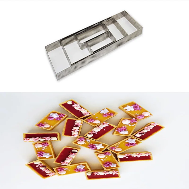 

fruit pie circle Rectangular shape stainless steel 304 perforated tart ring quiche ring tart pan pie ring with hole