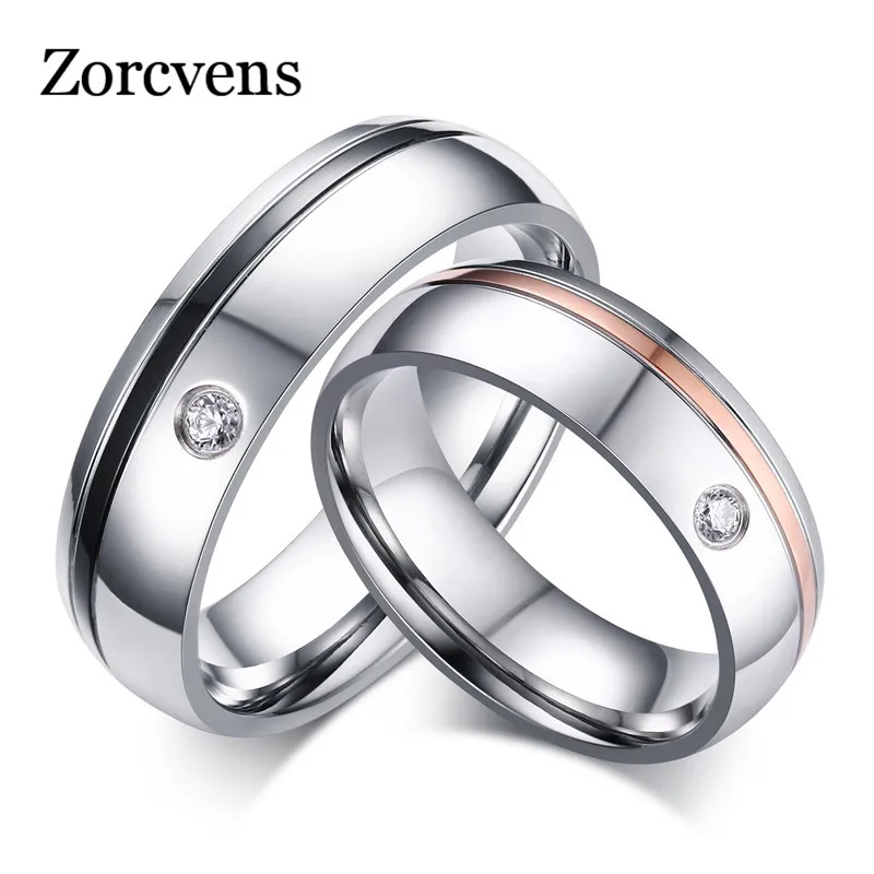 Modyle 2018 New Classic Simple Line Wedding Rings for Women Men AAA CZ Stone Couple Promise Band Alliance Anniversary Bijoux