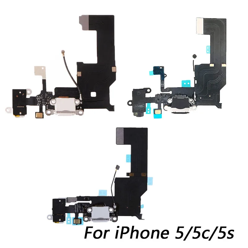 

USB Charging Port Dock Connector Flex Cable Microphone Headphone Audio Jack Replacement Part for iphone 5 5c 5s charging flex