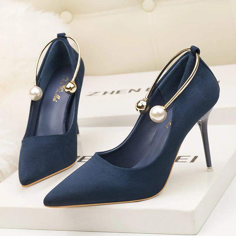 Ou Mo brand 17CM pointed Women Pumps Office high heels with Autumn Pointed Party Pumps Dress High Heel Boat Shoes For banquet
