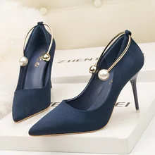 Ou Mo brand 17CM pointed Women Pumps Office high heels with Autumn Pointed Party Pumps Dress High Heel Boat Shoes For banquet