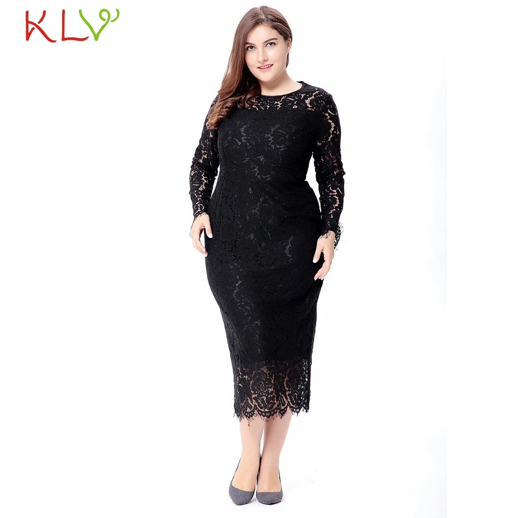 

Dress Women Elegant Big Size Sexy Bodycon Maxi Long Lace Dress Autumn For Evening Party Night Robe Femme Hiver 2018 18Nov29