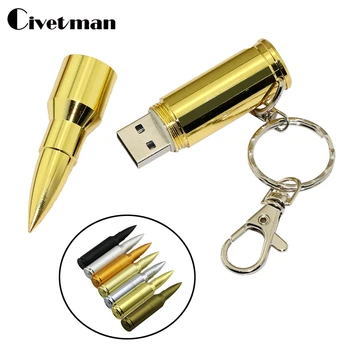 

Metal Pen Drive Bullet USB Flash Drive 4GB 8GB 16GB 32GB 64GB Pendrive Flash Card USB 2.0 Disk Flash Memory Stick With Key Chain