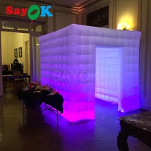 2,5X2,5X2,5 м надувной Photo Booth изготовленный на заказ Свадебная вечеринка светодиодный фото boothtent однодверный с 17-Цвет огни