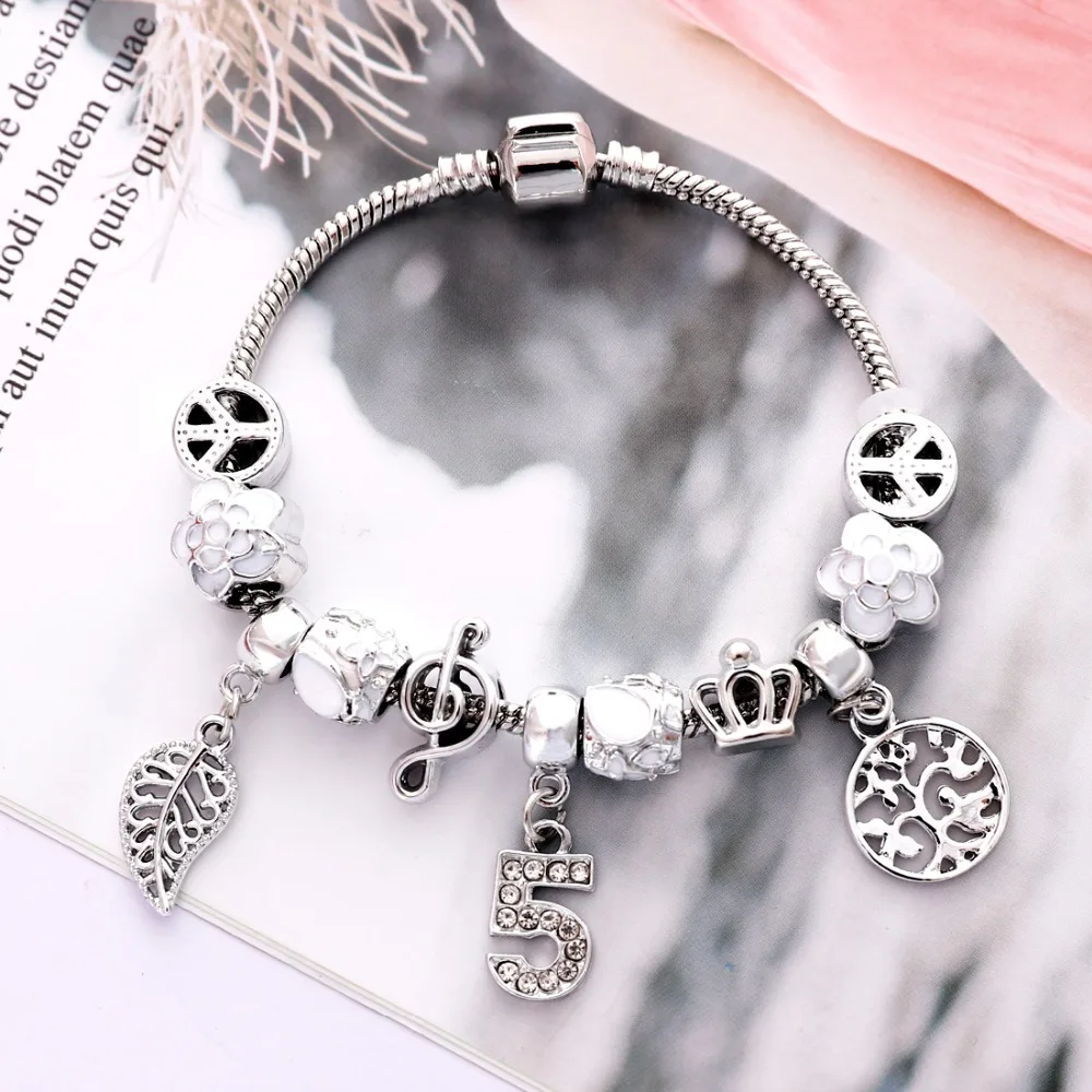 European Charm DIY Chain Bead Pendant FIT 925 Silver charms Bracelet Bangle Gift 