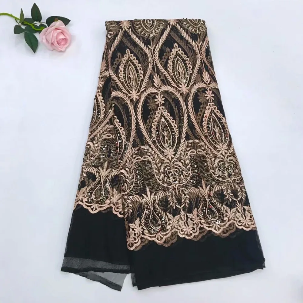 

2018 high quality French Nigerian sequins net lace,African tulle mesh sequence lace fabric for dress 5yards/lot YL0530