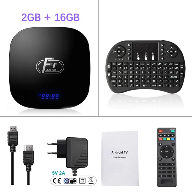 2G 16G i8 NoBlacklit Android 8,1 Smart tv Box A95X F1 Amlogic S905W четырехъядерный 2 Гб 16 Гб Поддержка H.265 4 K 2,4 ГГц WiFi медиаплеер телеприставка Youtube - Цвет: 2G 16G i8 NoBlacklit