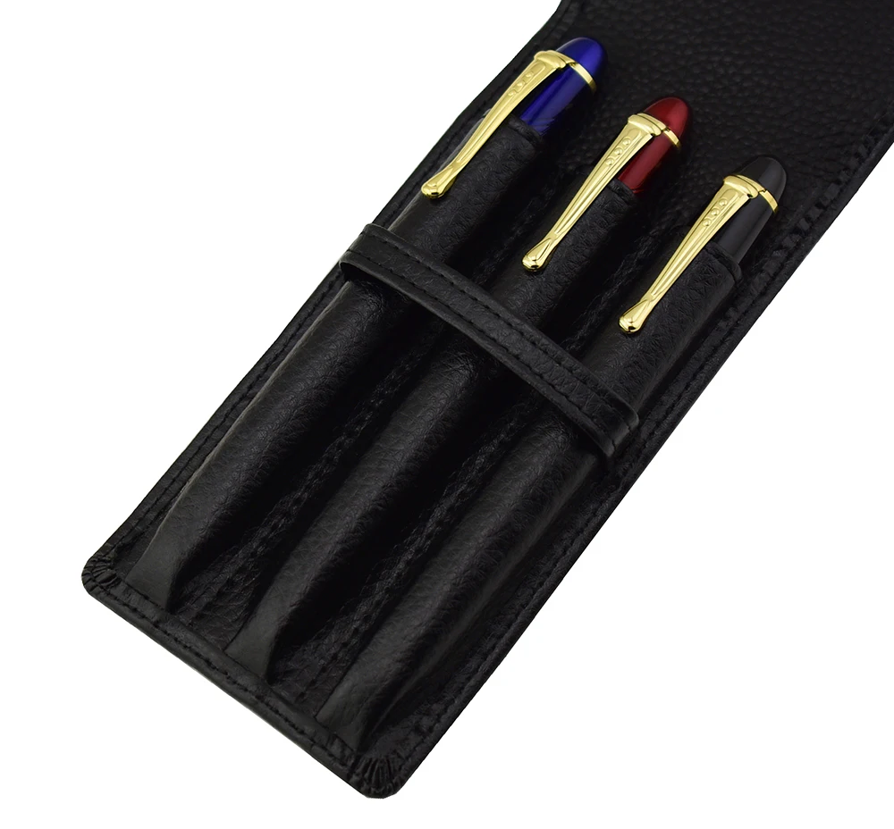 

Leather Pencil Case Washed Cowhide Pen Case / Bag for 3 Pens , Black Pen Holder / Pouch High Quality for Men & Women