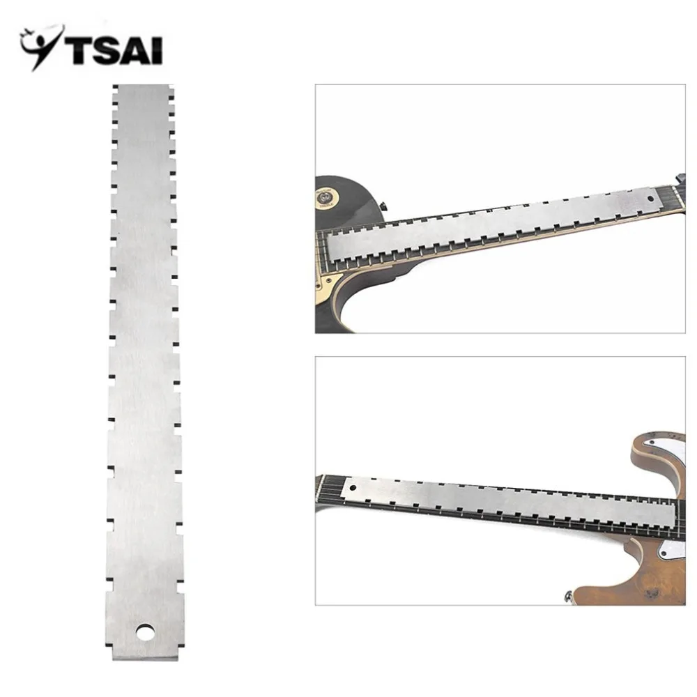 

TSAI Stainless Steel Guitar Straight Edge Measure Tool For Electric Guitars Neck Notched Fretboard and Frets Fingerboard
