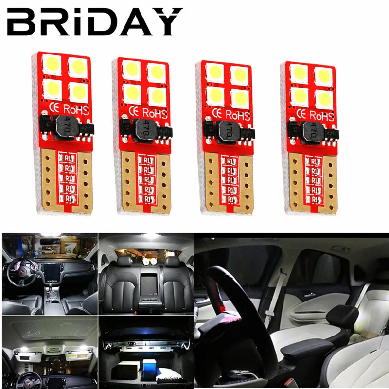 4 шт. T10 LED CANBUS без ошибок W5W Автомобильная парковочная лампа 500LM 3030 SMD