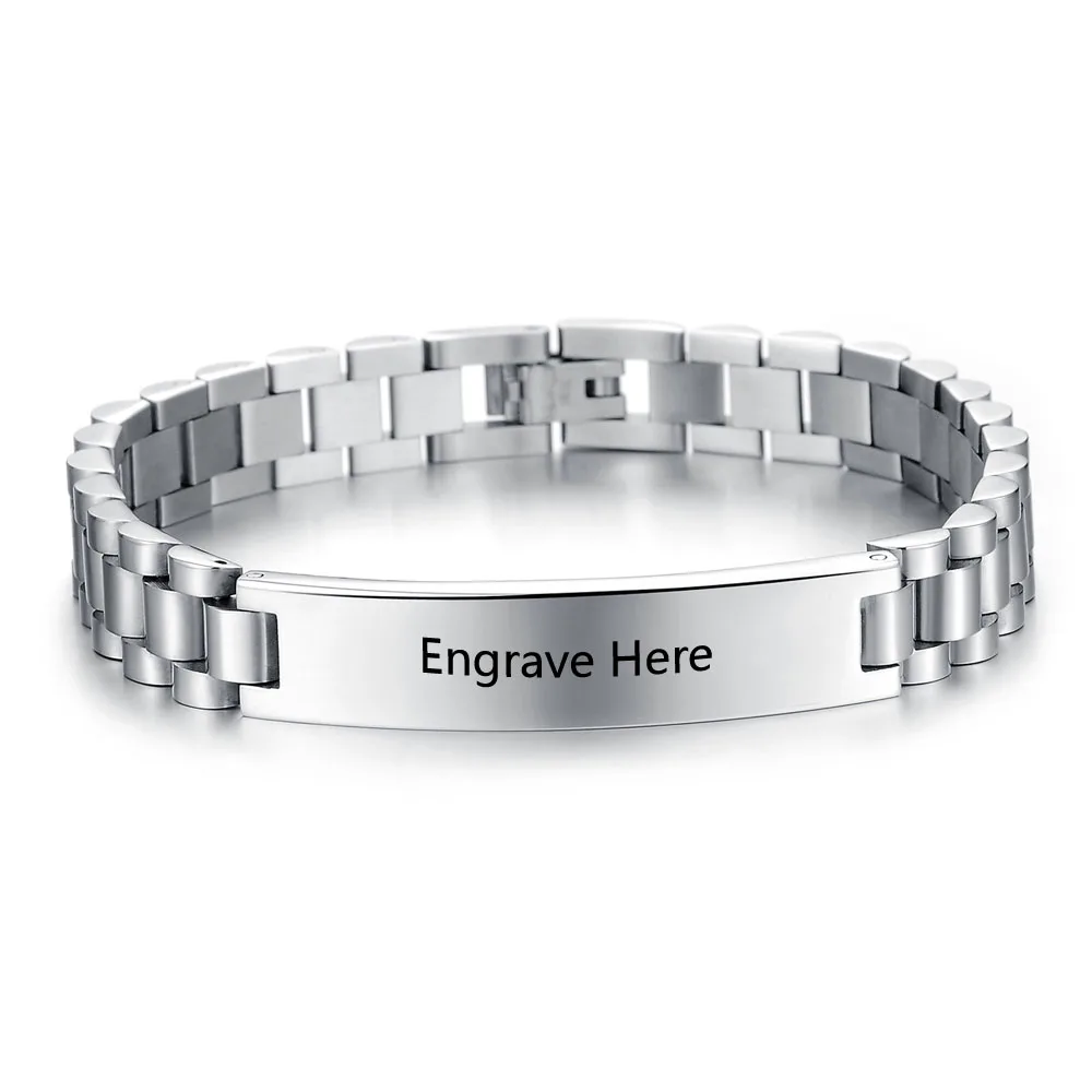 Personalized Engrave Name Bracelet Fashion Silver Men Personalized Engrave Name Bracelet Fashion Silver Men Stainless Steel Bracelets Bangles For Women Ba101446 In Chain Link From