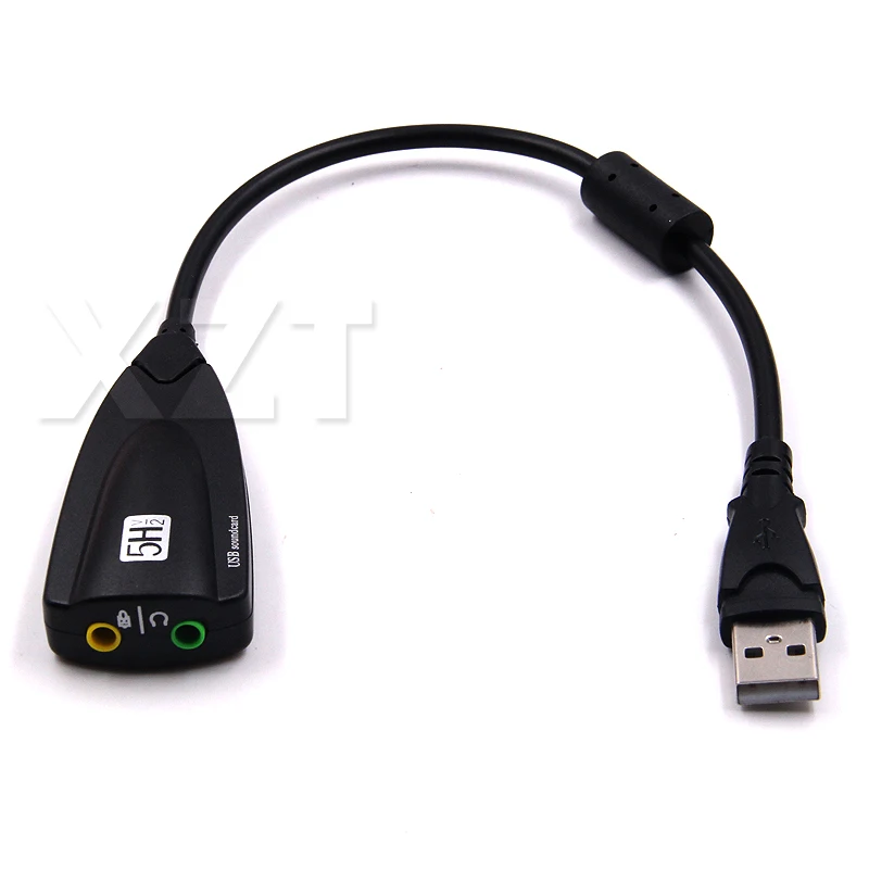 1pcs External USB Sound Card 7.1 Adapter 5HV2 3D Audio Headset Microphone 3.5mm For Laptop PC
