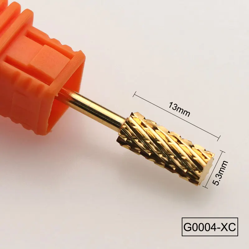 Золотистый вольфрамовый круглый сверло для ногтей с пламенем битовый карбид фреза для маникюра керамическое сверло Электрический станок аксессуары для ногтей - Цвет: G0004-XC
