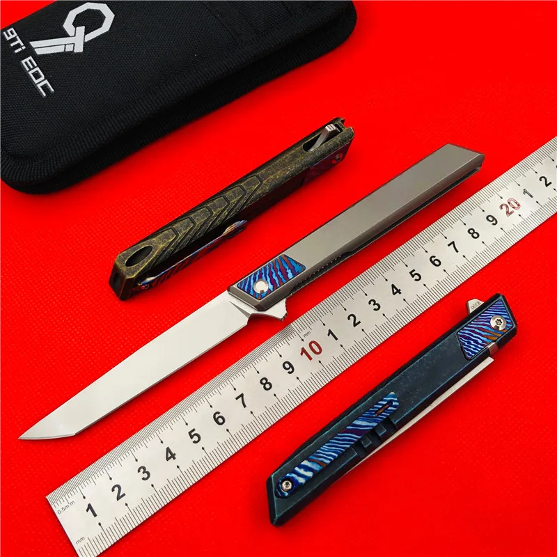 

9TiEDC DJINN Original Integrated Titanium Alloy Handle Folder Outdoor Folder Rectangular Blade M390 Steel Camping Tool Kit