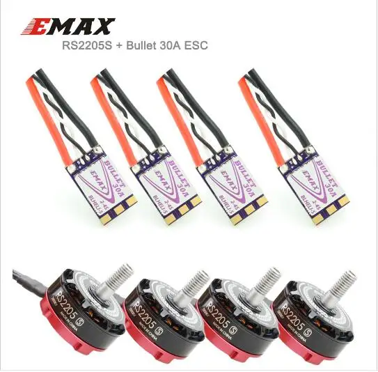 

4Pcs EMAX RS2205S Motor & 4Pcs BLHeli-S DSHOT Bullet 30A ESC 2300KV/2600KV For QAV250 Mini FPV Quads Multiro