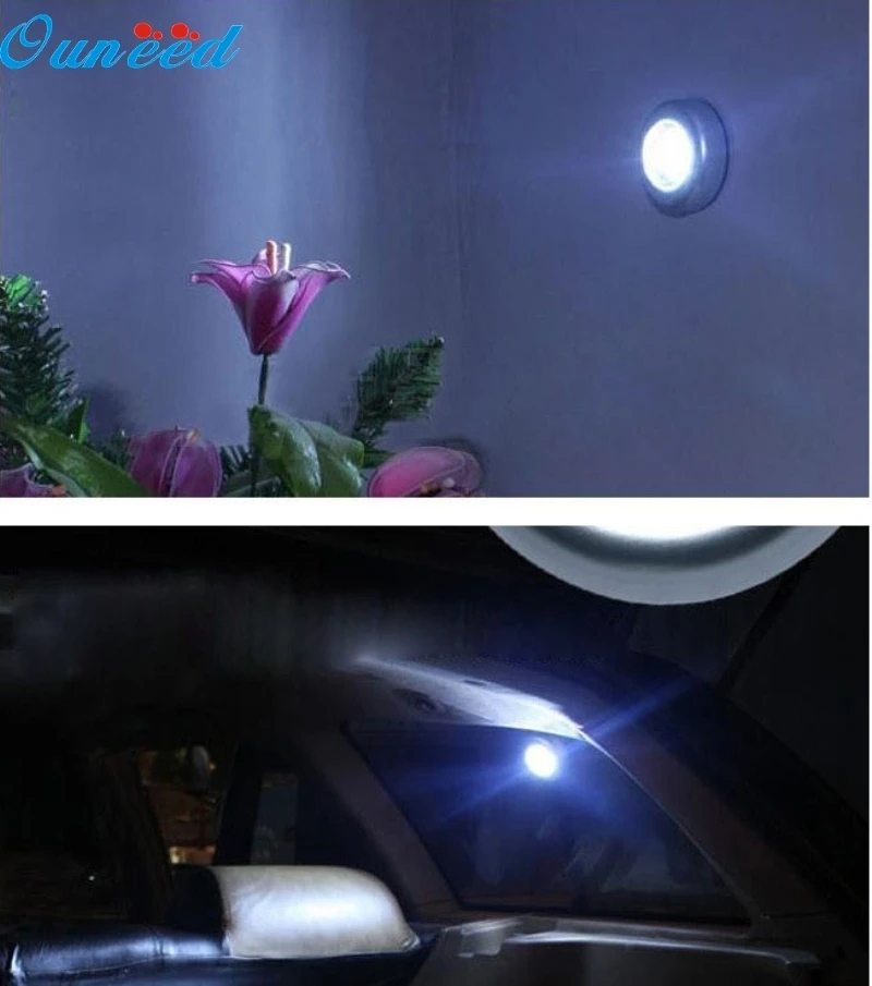 Ouneed Happy Home 1 шт. мини сенсорный светильник 3 светодиодный настенный светильник для кухонного шкафа освещение для шкафа наклейка коснитесь Сенсорная лампа