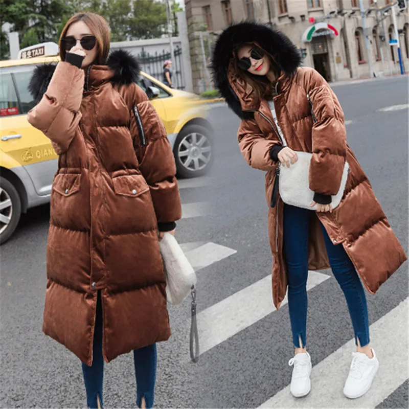 Thicken Warm Winter Coat Women Oversize Large Fur Collar Down Parka