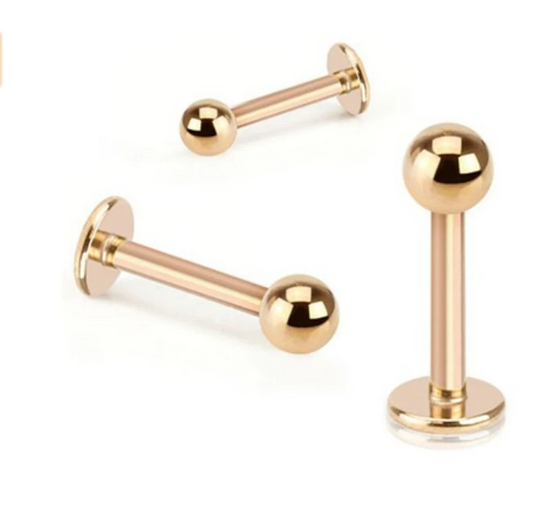 

Free shippment LOT50pcs Body Jewelry -16g Rose Gold Lip Labret Ring Bar Lip Piercing Helix Bar