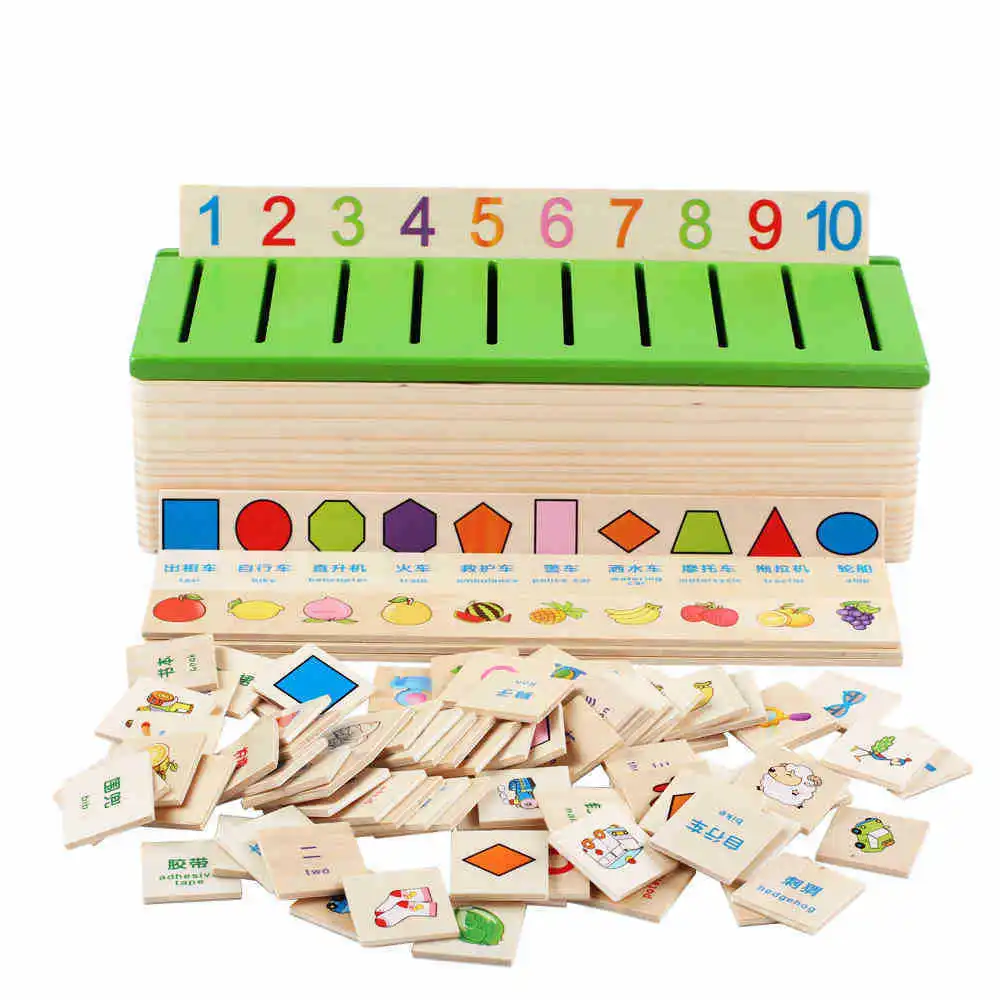 Free Shipping Montessori Matematica Knowledge Classification Box Montessori Materials Learn checkers Toys for Children Wood Box